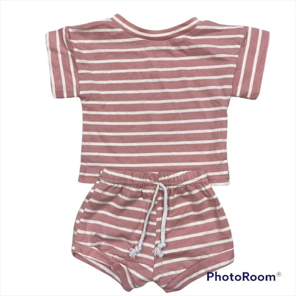 Little One Shop Girls Two Piece Shorts and‎ T-Shirt Matching Set 0-3 Months